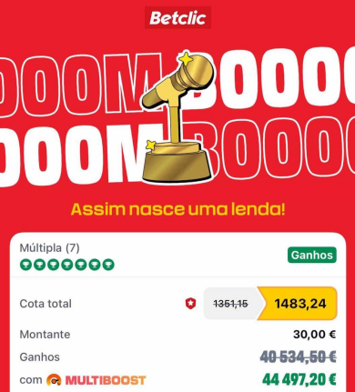Boletim múltiplo partilhado no canal FR Tipster